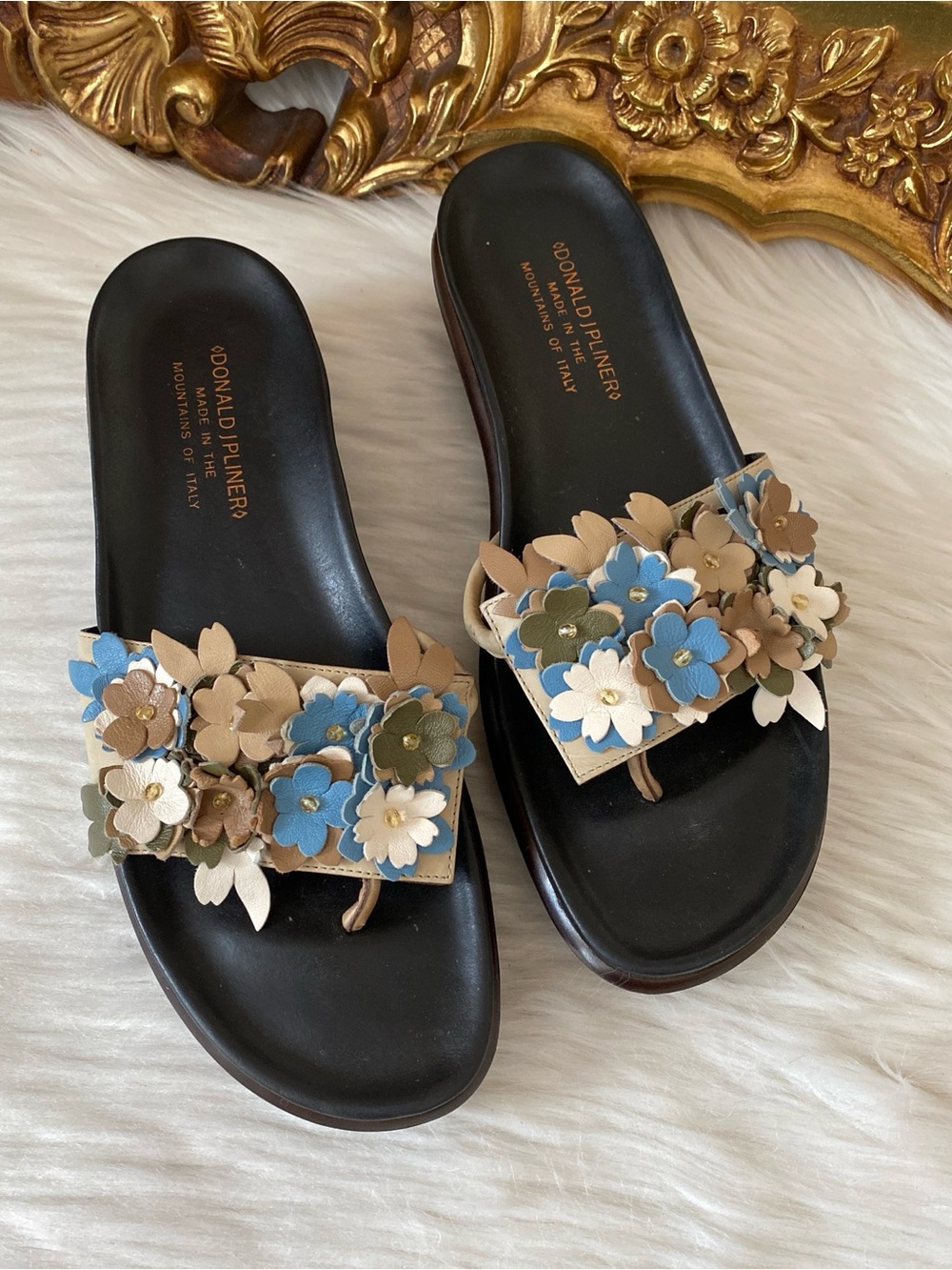 Donal J Pliner Leather Appliqué Sandal